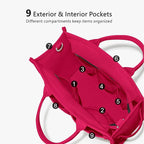 TOPDesign Heavy-Duty Canvas Tote Bag for Women, Adjustable Crossbody/Shoulder Handbag with 9 Pockets, Everything Tote