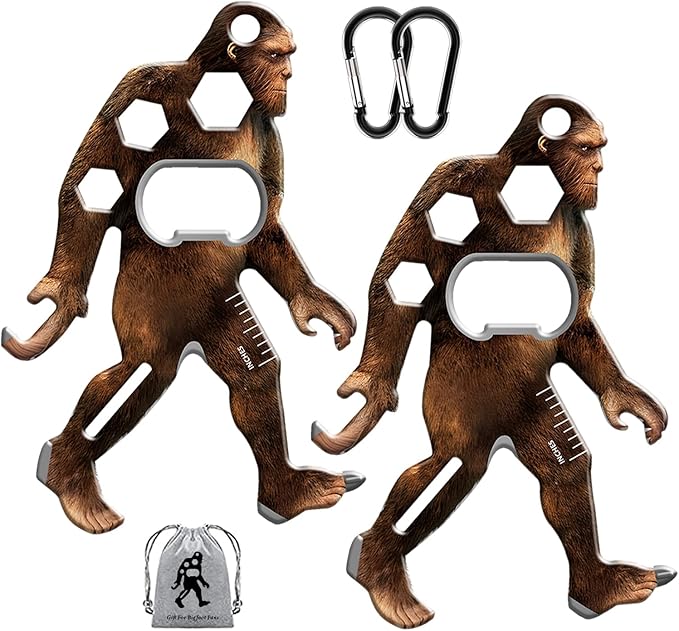 Sasquatch Multi-Tool 2 Pack, Tool-a-Long Stainless Steel Tool Carabiners, Compact Stainless Steel Construction for Hiking, Kayaking, Camping, Travel and Outdoor Sasquatch Gifts for Men Women
