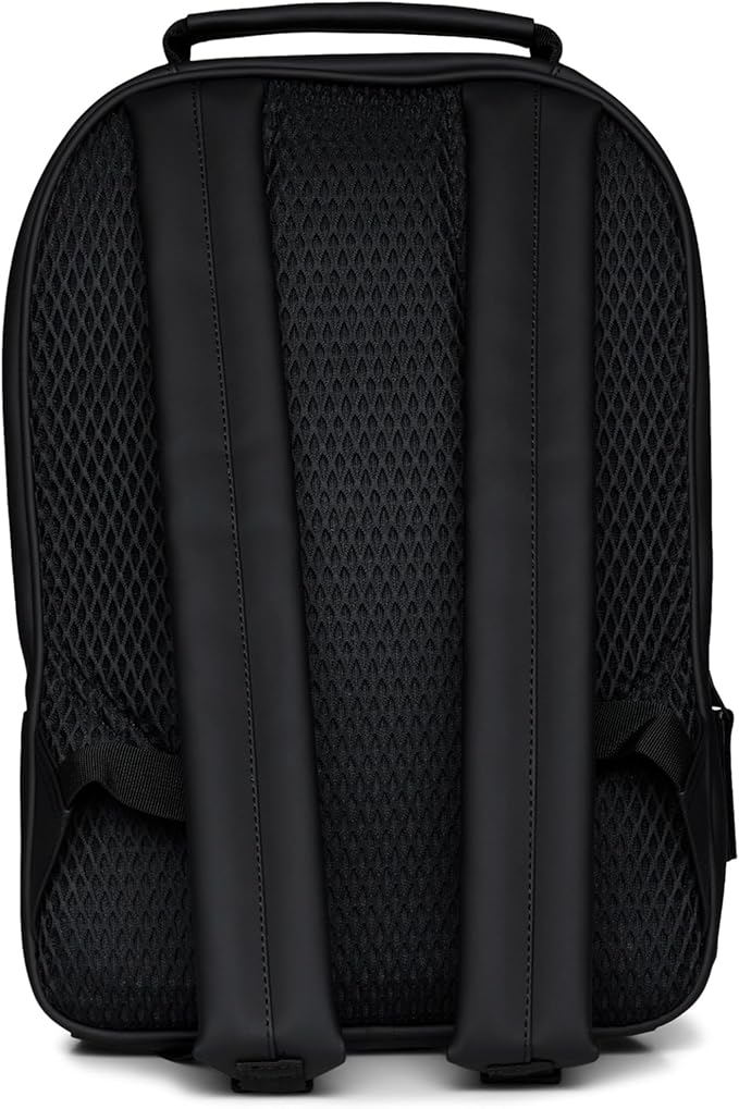 RAINS Book Daypack - Black Laptop Backpack for Men and Women, Waterproof Black Minimalist Commuter Bag with 15” Laptop Room, Front Zip Pocket - 2 Year Warranty