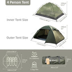Backpacking Tent for Camping 2/3/4 Person Hiking Ultralight Tent for Waterproof Windproof Outdoor Tents Easy Setup Two Doors Double Layer Lightweight Instant Tents