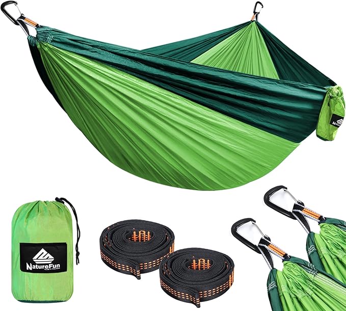 NATUREFUN Ultra-Light Travel Camping Hammock | 300kg Load Capacity,Breathable,Quick-Drying | 2 x Premium Carabiners,2 x Nylon Slings Included | Outdoor Indoor Garden