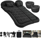 ISWEES Car Bed SUV Air Mattress, Car Air Mattress with Home Power Adapter, Electric Pump, 2 Inflatable Pillows and 2 Footrests for Back Seat, Side Seat,Trunk Sleeping, Thickened Camping Bed - Black