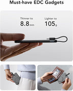 VEEKTOMX Slim Portable Charger, 5000mAh Lightweight Power Bank with Wired USB C Cable, Ultra Thin Battery Pack Compatible with iPhone 15/Plus/Pro/Pro Max/Samsung/Android(Non-Wireless Charging), Black