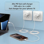 Charger for iPhone 17 Pro Max, iPhone 16 Pro Charger, i.Phone 15 Plus Fast Charging, i.Phone Charge Fast Charging, 20w USB-C Block & 10ft Type-C Cable, White 1 Pack
