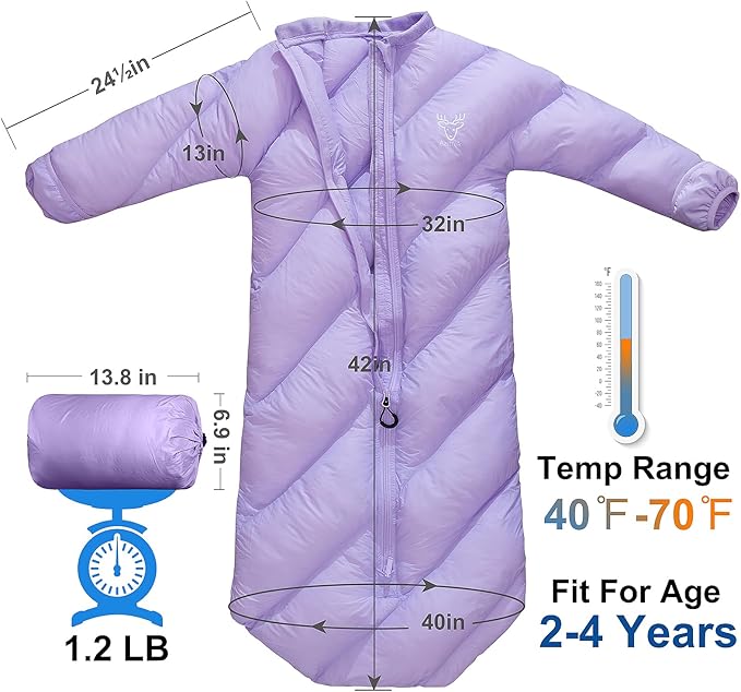 T40 Toddler Sleeping Bags Boys Girls | Ages 2-4 | Puffy Kids Sleeping Bag Camping Sleepovers |up to 46 in| Lightweight Compact Comfort for Indoor Outdoor Machine Washable