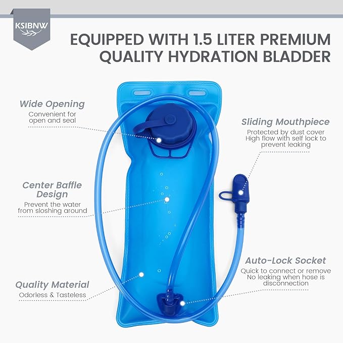 KSIBNW Running Vest for Women and Men, Lightweight Hydration Vest Backpack with 1.5L Water Bladder Bag Running Backpack for Hiking Biking Trail Cycling Race Marathon