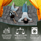 Outdoor Puffy Camping Blanket, Lightweight Down Alternative Puffy Printed Camping Large Ultra Warm Hammock Top Quilt Waterproof Blanket for Traveling Picnic Beach Party Cold Weather (Green Mountain)