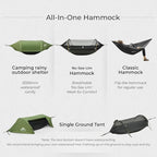 Camping Hammock Tent with Mosquito Net & RainFly, 3 in 1 Waterproof Lightweight Portable Sleeping Hammock Bug, Travel Outdoor Gear with Tree Strap Swing, for Hiking Patio Expedition