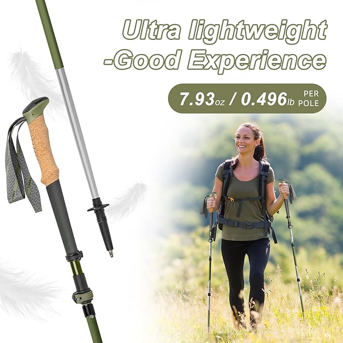 Trekking Poles, Collapsible Hiking Poles,Lightweight and Compact Walking Sticks with Adjustable Height for Men and Women