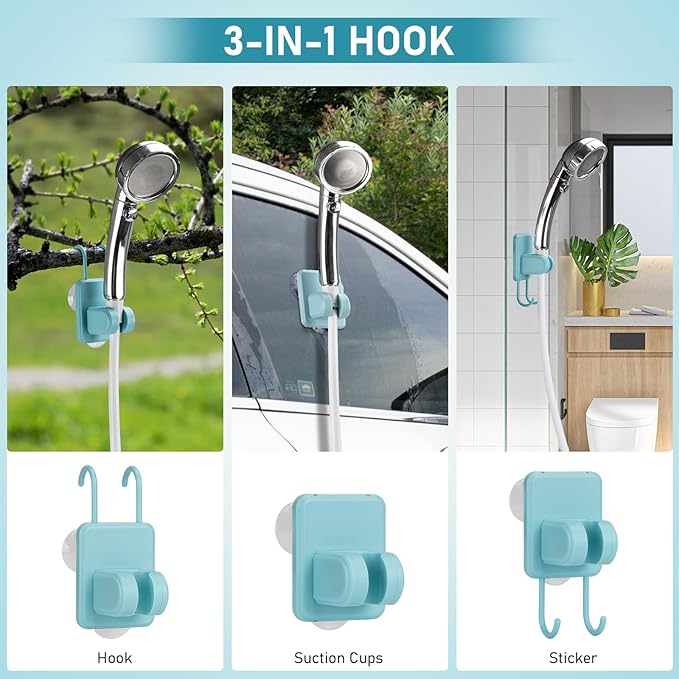 Portable Shower for Camping with Immersion Water Heater, Rechargeable Camping Shower Pump, Outdoor Hot Shower with 6.6 Gallons Folding Bucket for Camping, Hiking, Traveling, Washing