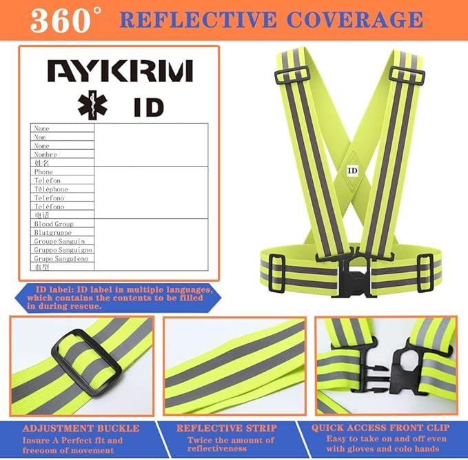 AYKRM 9 color High Visibility Reflective Vest Running Gear High Vis Adjustable Safety Vest