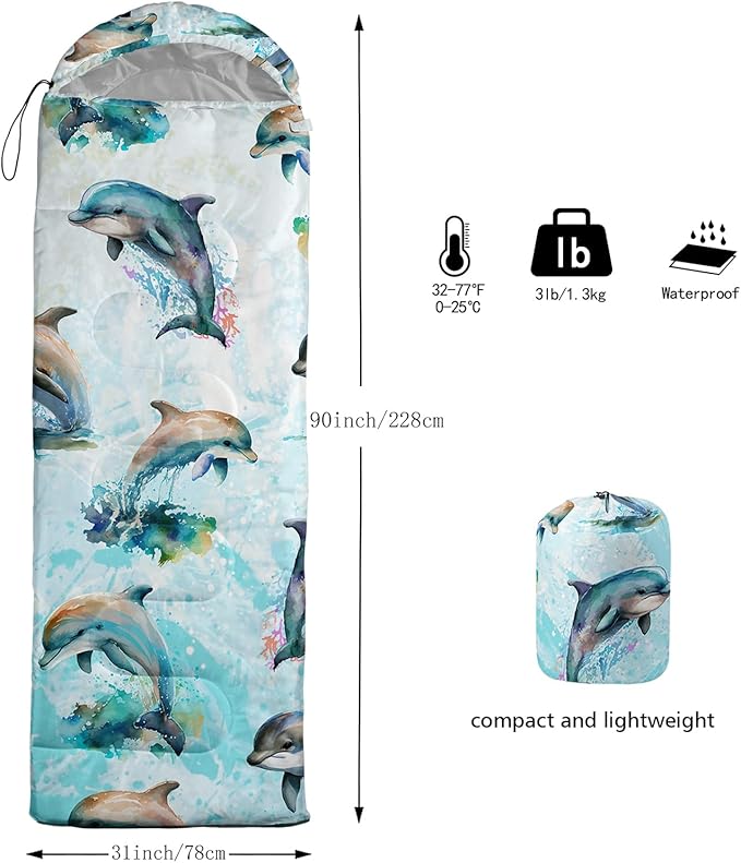 QOOMO Camping Sleeping Bags,3 Season Warm & Cool Weather,Lightweight,Waterproof Sleeping Bags for Adults & Kids,Traveling,and Outdoors,Camping Gear Equipment