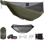 onewind 12Ft Camping Hammock with Mosquito Net, Ridgeline Double Hammock Portable Lightweight Large Hammock Ripstop Nylon Durable with 2 * 12Ft Tree Straps for Camping Hiking Backpacking, OD Green