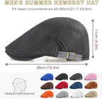 2 Pack Men's Mesh Cap Breathable Summer Newsboy Hat Adjustable Beret Ivy Cap Irish Cabbie Driving Hunting Hats
