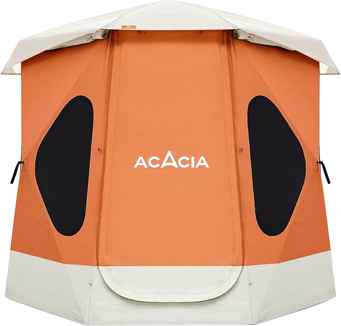 ACACIA Camping Tent, Pop Up Camping Tent with 8 Windows and Footprint, Waterproof Windproof Easy Setup Hub Tent for Family Camping, Hiking and Glamping