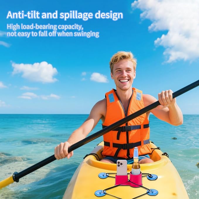 Paddleboard Cup Holder，Non-Tipping Kayak Cup Paddle Board and Stand Up Paddle Board Accessories，2 in 1 Stand Up Paddleboard Drink Holder for Types of Cup Bottle Drink & Phone Holder