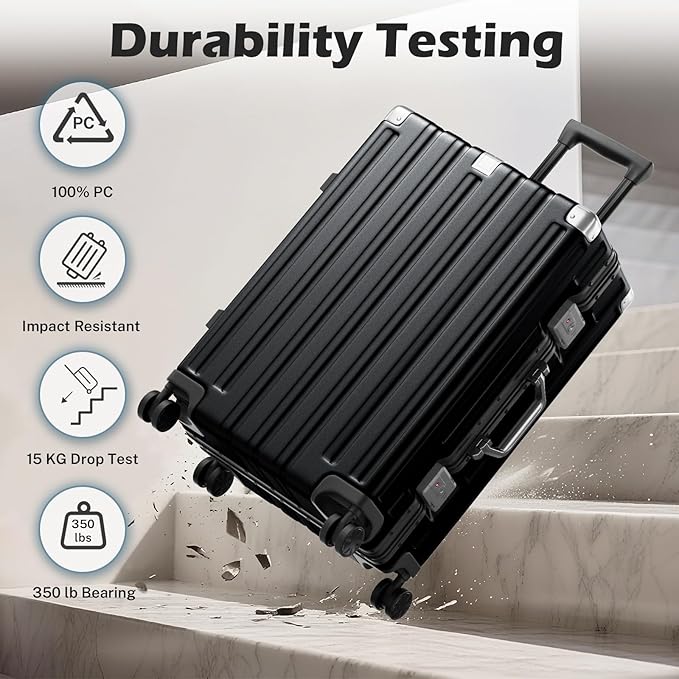 Krute Large Luggage 28 inch Zipperles Suitcase With Spinner Wheels USB Charger Hardside PC Aluminum Frame Luggages Checked Suitcases with TSA Lock (1 Piece)
