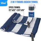 Sfee 2 in 1 Microfiber Oversized Beach Towel, Quick Dry Towel Travel Towel Camping Towel Super Absorbent Compact Lightweight Sports Gym Towels for Beach,Gym, Hiking, Pool, Backpacking, Bath, Yoga