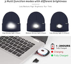 ATNKE LED Lighted Beanie Hat,USB Rechargeable 4 LED Running Headlamp Bright Cap with The Light Gifts for Men and Women