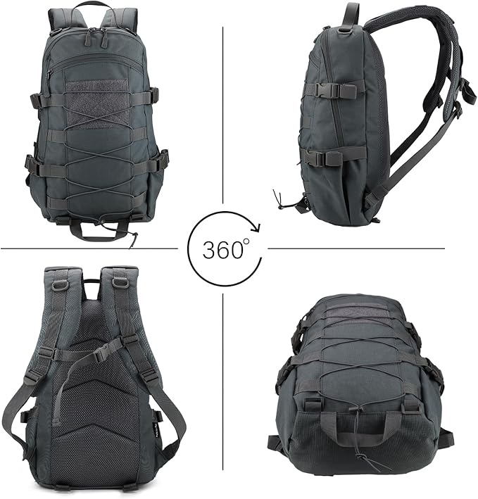25L Hiking Backpack Small Tactical Backpack Daypack Camping Trekking Hunting Molle Pack for Men Women, Grey
