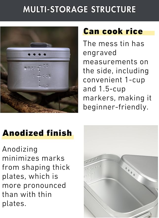 CAMPINGMOON Mess Tin 0.65L Aluminium Camping Cookware Extreme Thick S-1609