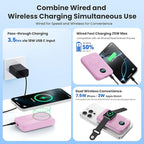Magnetic Portable Charger for iPhone, 10800mAh 4-in-1 Wireless Power Bank with iWatch Charger, 25W PD Fast Charging Battery Pack for Magsafe, iPhone 16/15/14/13/12 Series, Apple Watch (Pink)