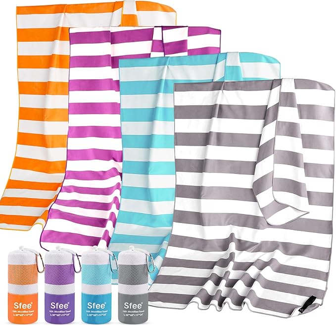 Sfee 2 in 1 Microfiber Oversized Beach Towel, Quick Dry Towel Travel Towel Camping Towel Super Absorbent Compact Lightweight Sports Gym Towels for Beach,Gym, Hiking, Pool, Backpacking, Bath, Yoga