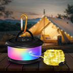 Camping String Lights, Retractable 32.8ft RGB Flash Lamp, Rechargeable Fairy LED Rope Lights Outdoor Waterproof, Portable Hanging Lantern for Outside Tent Patio Awning Garden RV Essentials