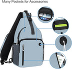 MOSISO Sling Backpack Bag, Crossbody Shoulder Bag Travel Hiking Daypack Chest Bag with Front Square Pocket&USB Charging Port