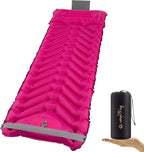 Sleeping Pad with Pillow, Self Inflating Extra-Thick, Ultralight Sleeping Mat, Built-in Pump, Ultimate for Camping, Hiking, Traveling, Airpad, Carry Bag, Compact & Lightweight Air Mattress (Purple)