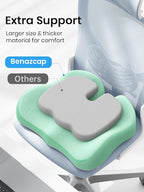 Benazcap Seat Cushion - Memory Foam Car Seat Pad - Sciatica & Lower Back Pain Relief - Car Seat Cushions for Driving - Road Trip Essentials for Drivers, Green