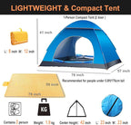 Pop Up Compact Camping Tent, Instant Pop Up Tent with Picnic Mat, Portable Automatic Waterproof Easy Setup Quick-Open Tent, Outdoor Camping Beach Travel