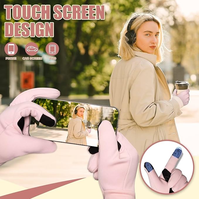 Pixel Panda Winter Gloves for Men Women Warm Touchscreen Gloves for Cold Weather Thin Water-Resistant Windproof Non-Slip Gloves for Cycling, Driving, Running, Hiking