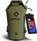 Earth Pak Waterproof Dry Bag - Roll Top Waterproof Backpack Sack Keeps Gear Dry for Kayak with Waterproof Phone Case