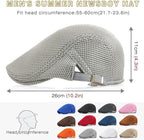 2 Pack Men's Mesh Cap Breathable Summer Newsboy Hat Adjustable Beret Ivy Cap Irish Cabbie Driving Hunting Hats
