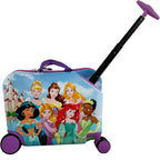 Fast Forward Disney Princess Ride on Suitcase for Kids, 18'' Toddler Carry-On Luggage With Wheels, Cute Lightweight Kids Travel Suitcase Trolley