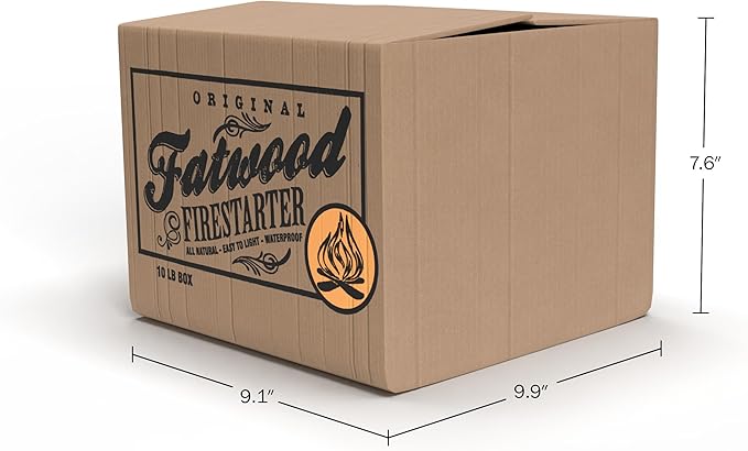 Fatwood Fire Starter Sticks 10-lb Box 2-Pack - Indoor or Outdoor All Natural Pine Fire Starters for Campfires, Fireplace, Firepit, Wood Stove, or BBQ Grill - Kindling Wood Firewood by Pure Garden
