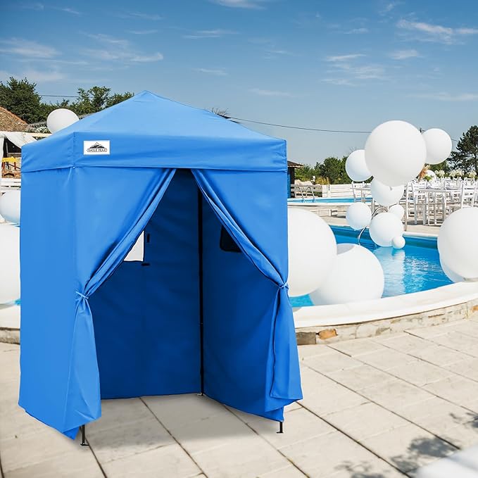 EAGLE PEAK Flex Ultra Compact 5x5 Pop-up Canopy, Sun Shelter, Changing Room, Portable Privacy Tent for Pool, Fashion Photoshoots, or Camping, Light Blue
