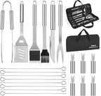 Anpro Grilling Accessories Grill Kit- Grill Set, Grilling Utensil Set, BBQ Accessories, BBQ Kit, BBQ Grill Tools, Grilling Gifts for Father's Day, Smoker, Camping, Kitchen,21 PCS-Standard Silver