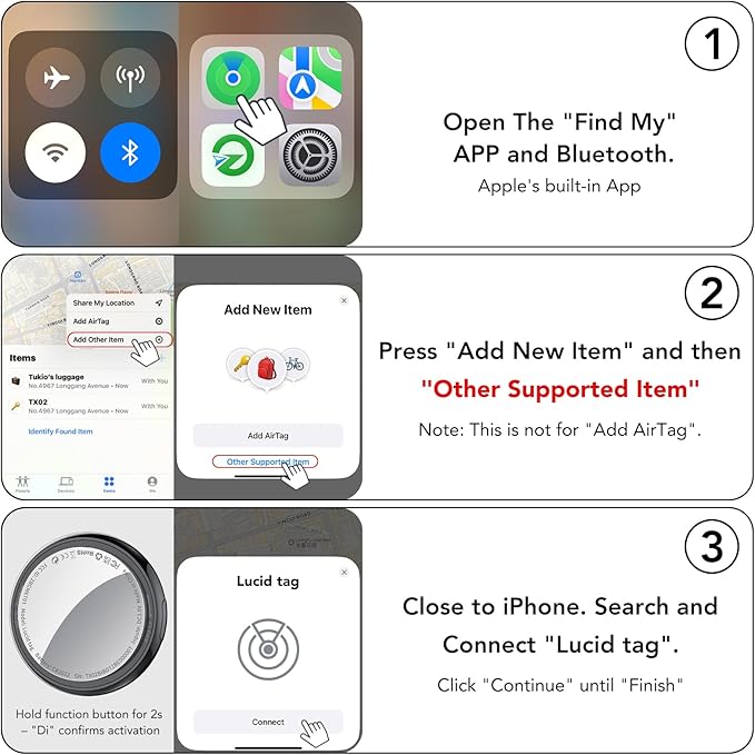 2026 New [Apple MFi Certified] Air Tracker Tags-4 Pack (iOS Only), Tukio Bluetooth Tracker for Apple Find My, Replaceable Battery, Key Finder and Item Locator Smart Tag for Keys, Bag, Luggage and More