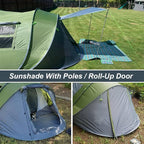 6 Person Easy Pop Up Tents for Camping - AYAMAYA Double Layer Waterproof Instant Tent with Vestibule & Porch, Large Size Family Tent Automatic Setup for 4-6 People Camping Hiking (Poles Included)