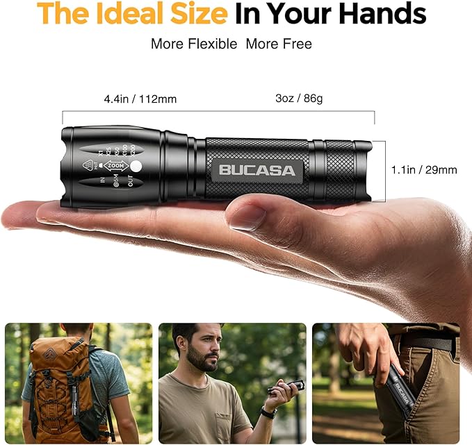Rechargeable Flashlights High Lumens 3 Pack, Brighter Small Flashlight Powerful Tactical Flashlights Rechargeable, Waterproof LED Flashlight with 3 Modes Zoomable for Camping Emergency