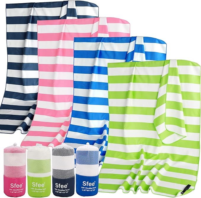 Sfee 2 in 1 Microfiber Beach Towel, Quick Dry Towel Camping Towel Travel Towel Super Absorbent Compact Lightweight Sports Gym Towels Set for Beach, Gym, Hiking, Pool, Backpacking, Bath, Yoga