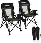 Camping Chair Portable Folding Lawn Chair Comfortable Hard Arm Sturdy for Family Camp, Outdoor, Sports, Beach, Travel, Support 400 lbs, Black&Green