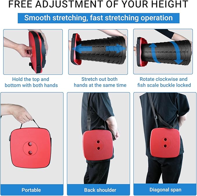 Upgraded Square Folding Stool, Max Load Capacity 485lbs, Portable Collapsible Stool Seat, Telescoping Foldable Stool, Retractable Stool for Adult Camping Fishing Outdoor BBQ