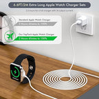 For Apple Watch Charger, 2 Pack Extra Long 6.6FT Fast iWatch Charger Portable Charging Cable Cords with USB A Wall Charger Block Plug Compatible with Apple Watch Series 10/9/Ultra 2/8/7/6/5/4/3/2/SE/1