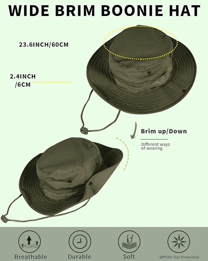 Sun Hats for Men Women Bucket Hat UPF 50+ Boonie Hat Foldable UV Protection Hiking Beach Fishing Summer Safari