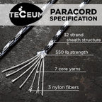 TECEUM 5/32" Paracord Rope 1000 – 1000ft / 200ft / 100ft / 50ft – Tactical Parachute Cord 4mm – 45+ Colors – Nylon String for Survival & Camping Gear – Stripe Cord for Survival – Utility Rope