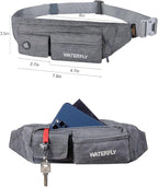 Waterfly Slim Soft Polyester Water Resistant Waist Bag Pack for Man Women Outdoors Running Climbing Carrying iPhone 5 6 Plus Samsung S5 S6 (Gray)