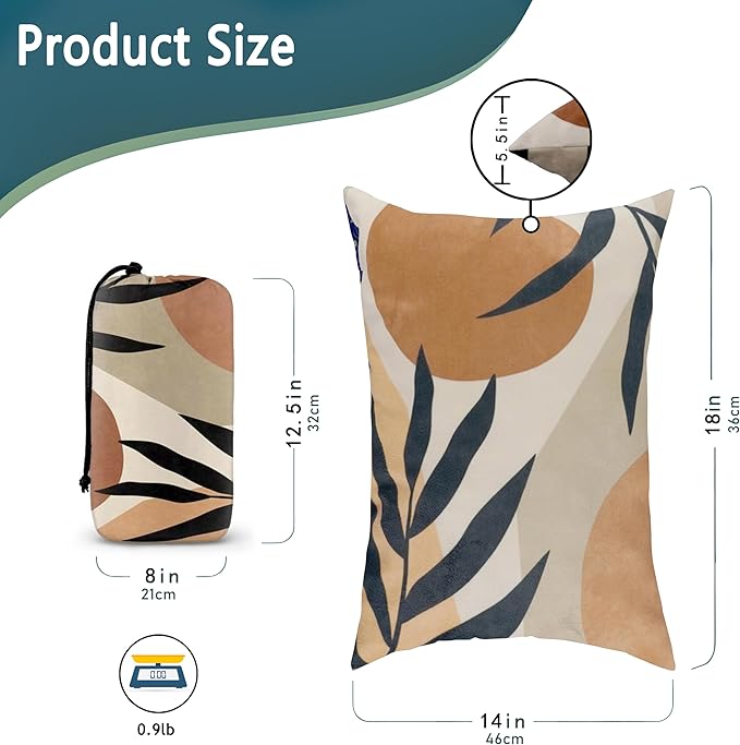 Camping Pillow Shredded Memory Foam Travel Pillows for Sleeping Compressible Lightweight Camp Pillow Washable Backpacking Pillow for Camping & Hiking Firm Supportive Small Pillow for Travel